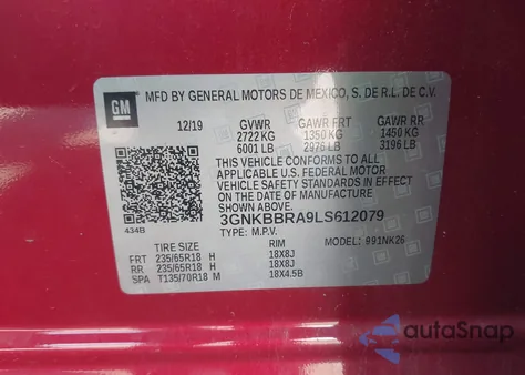 2020 Chevrolet Blazer Fwd 1Lt from USA, damaged, VIN 3GNKBBRA9LS612079